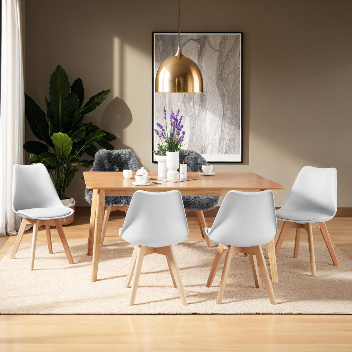ESSZIMMERSTUHL 4er Set Friederike 49 x 56 x 82,5 cm weiß - Weiß, Textil (49/82.5/56cm) - tectake