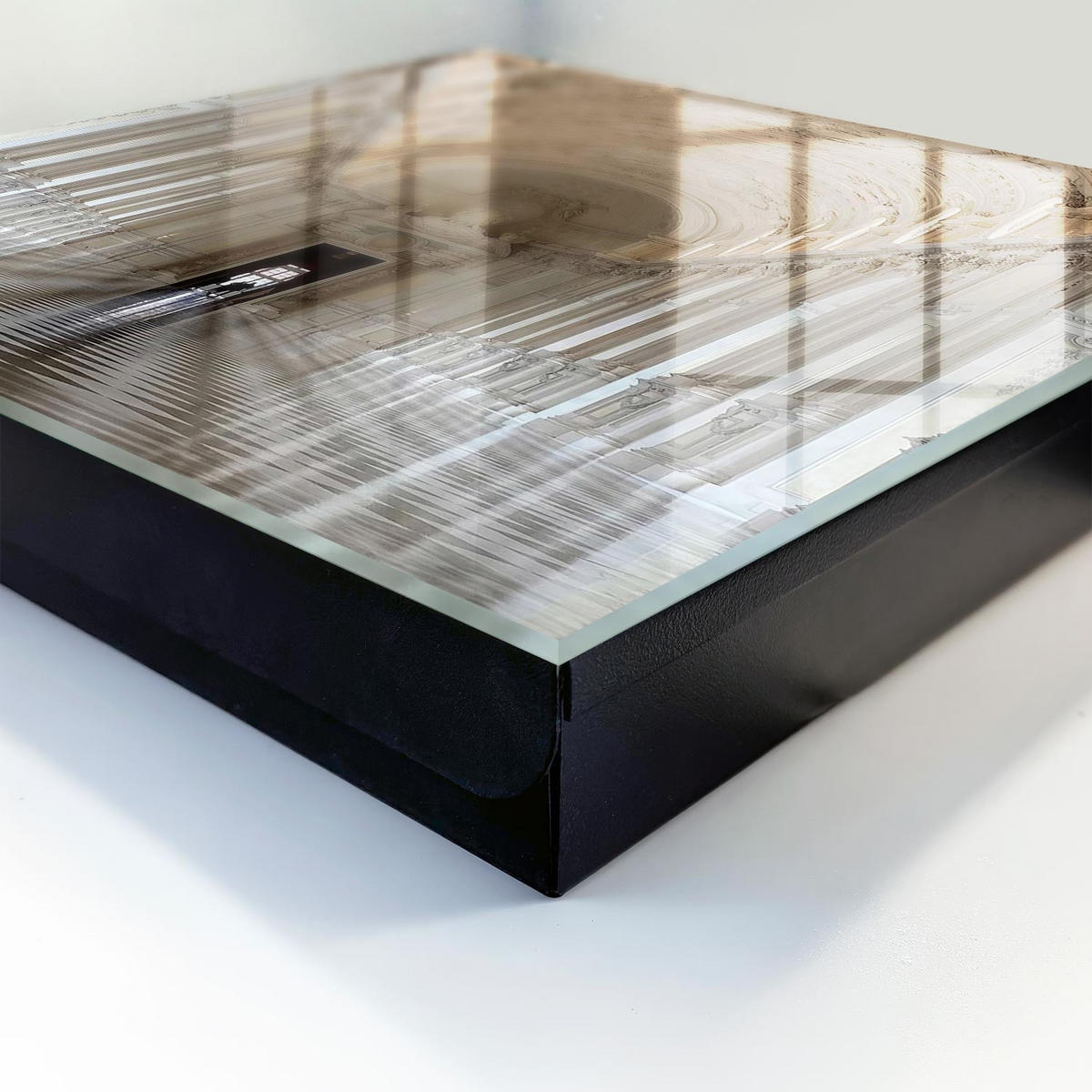 SCHLÜSSELBOX Schwarz 30x30 cm- Türöffnung nach rechts - Klassische Architektur - Beige, Metall (30/30/5cm) - TULUP