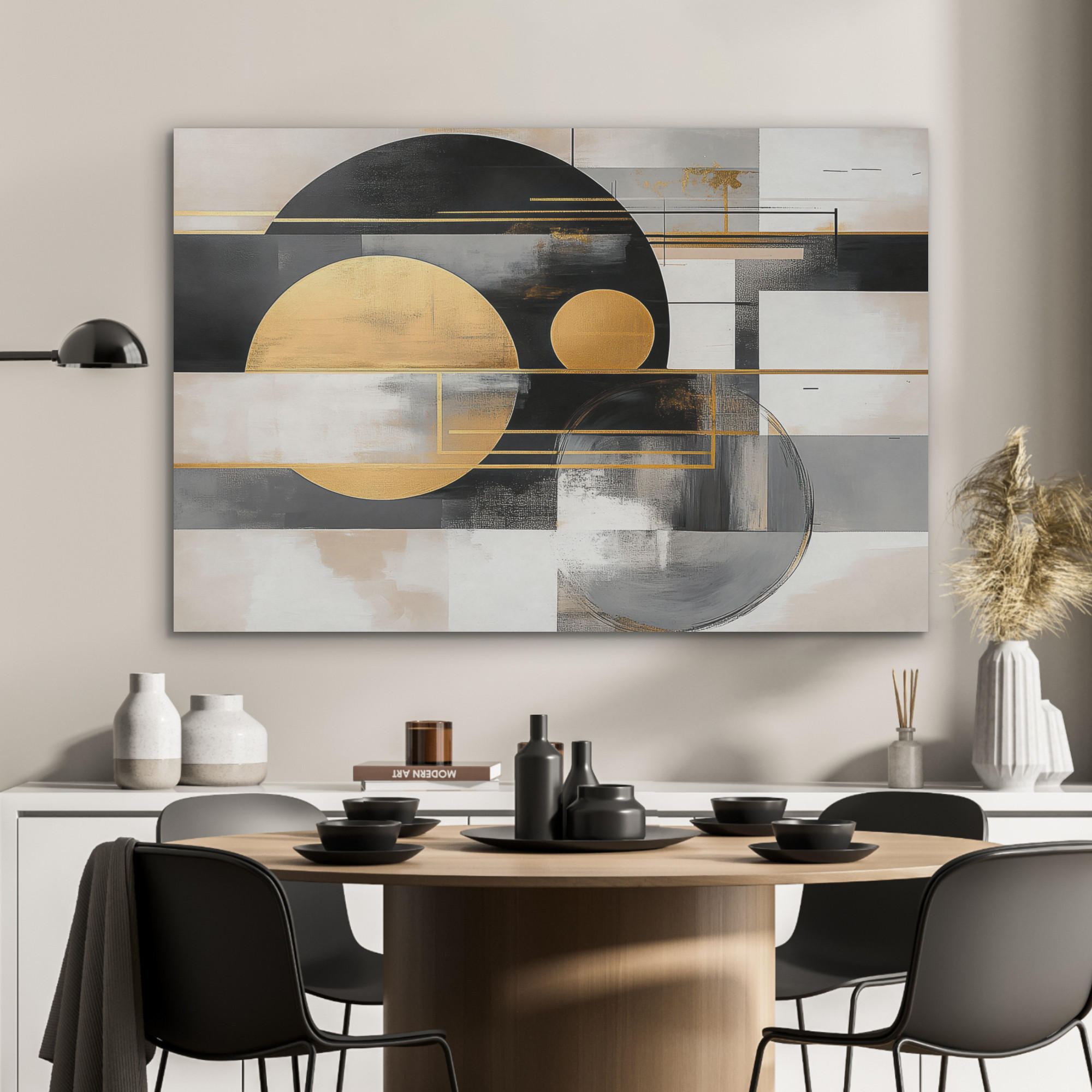 AKUSTIKPANEEL Abstrakt - Gold - Silber - Formen - Ästhetisch - Modern 100x70 cm - Goldfarben, Textil (100/0.9/70cm) - MuchoWow