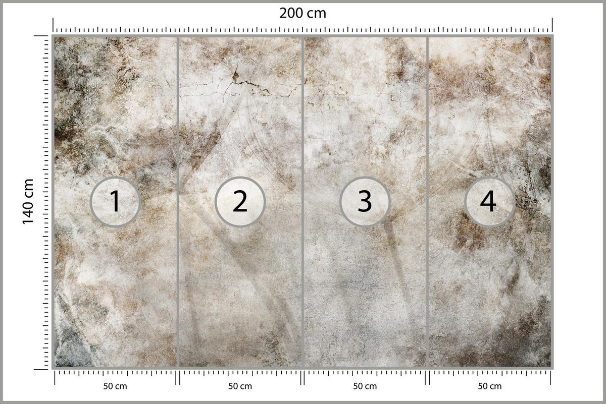 FOTOTAPETE für Schlafzimmer Abstraktion Löwenzahnsamen Beton Retro Beige 200x140 - Beige/Braun, Papier (200/140cm) - Muralo