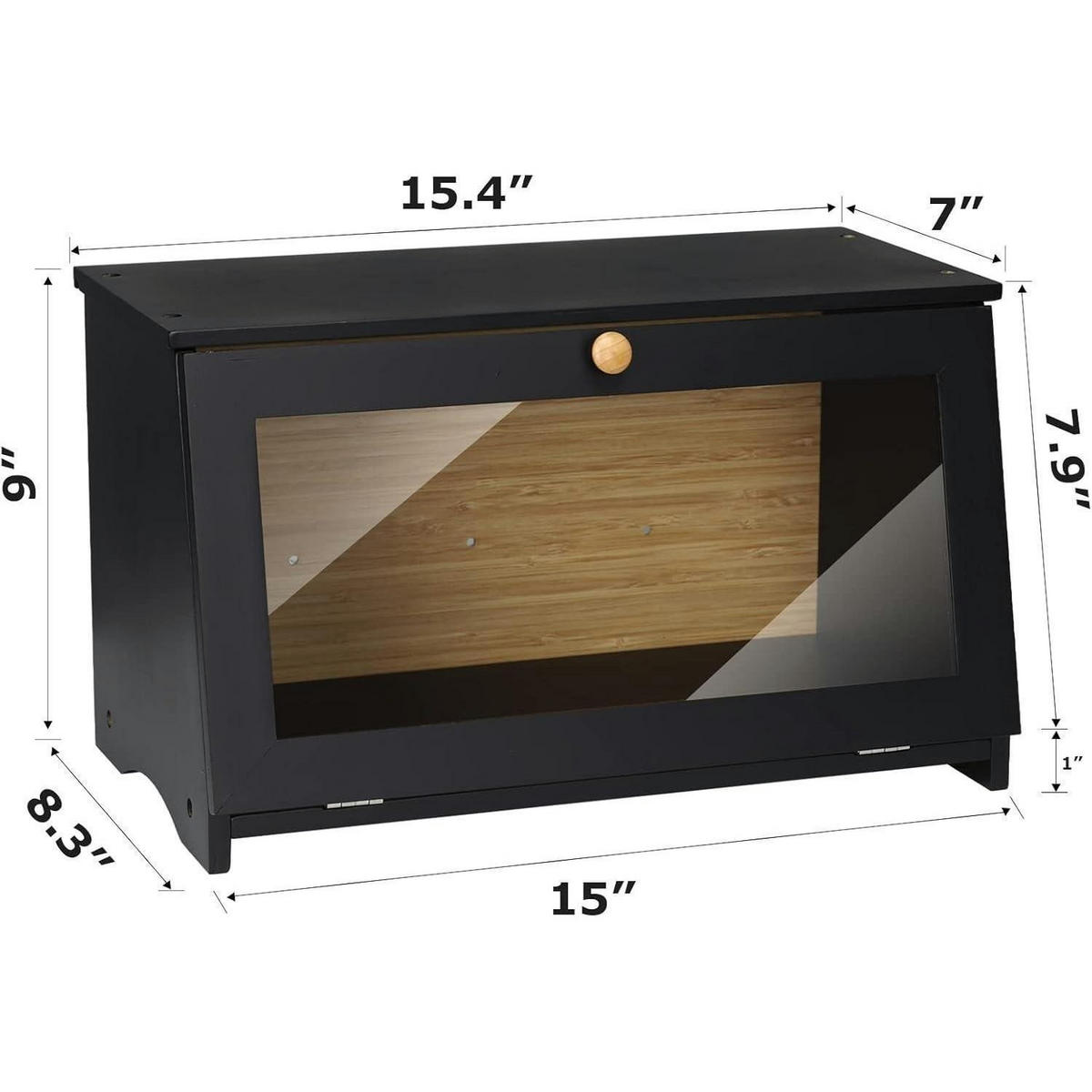 BROTKASTEN Bambus Schwarz 39 x 21 x 23 cm - Schwarz, Naturmaterialien (21/23/39cm)