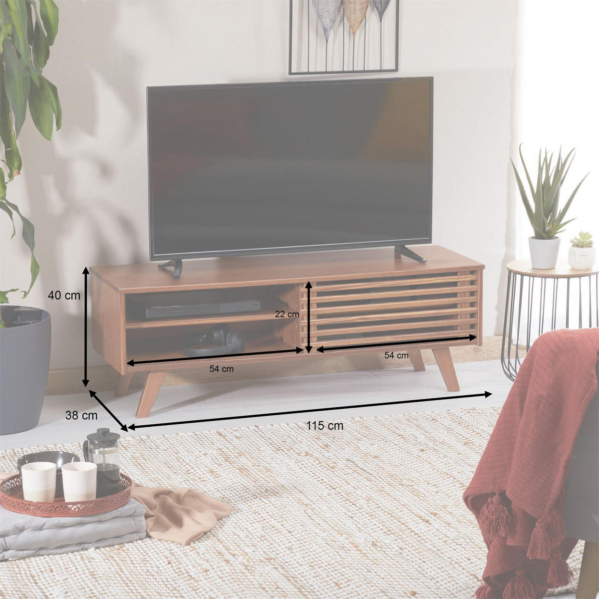 LOWBOARD SEAN - Kastanienfarben, Holz (115/40/38cm) - IDIMEX