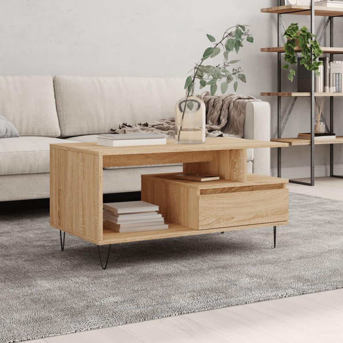 COUCHTISCH Sonoma-Eiche 90x49x45 cm Holzwerkstoff - Braun, Holzwerkstoff (49/90/45cm) - furnicato