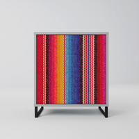 SIDEBOARD ETHNIC MEXICAN, Grau, 57,5x42x67,5 cm, Schwarze Metall-Rahmenfüße - Multicolor/Schwarz, Holzwerkstoff/Metall (57.5/67.5/42cm) - SpaceRebels