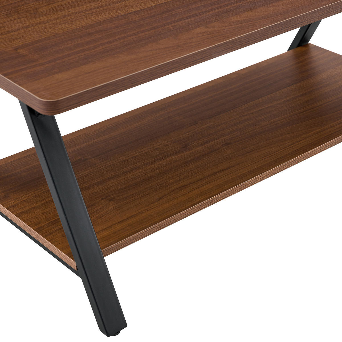 COUCHTISCH DE-37377 rechteckig mit Stauraum und X-Gestell Walnuss - Walnussfarben, Holzwerkstoff (110/57/44.5cm) - ComfortXL