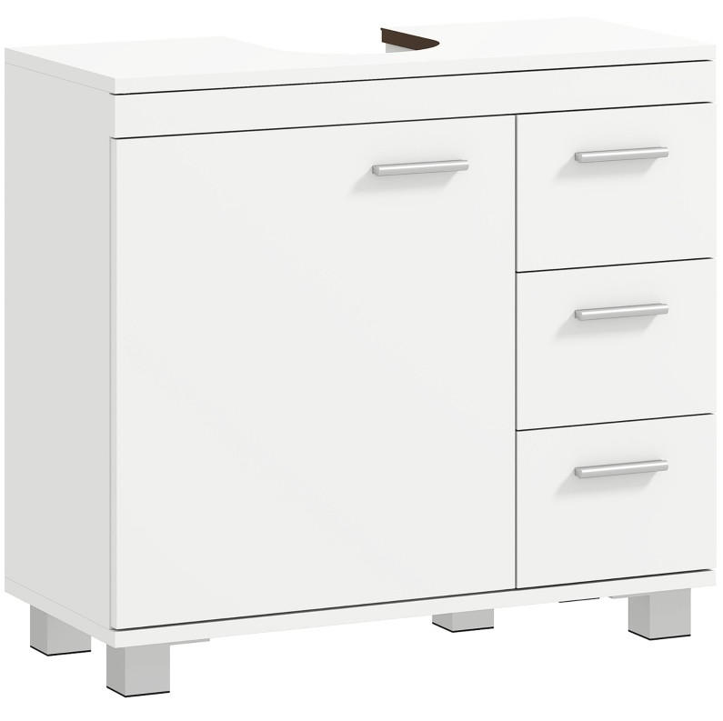 WASCHBECKENUNTERSCHRANK mit 2 Regalen und 3 Schubladen 70 cm Weiß - Weiß, Holzwerkstoff (30/64/70cm) - Beauniv