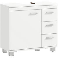 WASCHBECKENUNTERSCHRANK mit 2 Regalen und 3 Schubladen 70 cm Weiß - Weiß, Holzwerkstoff (30/64/70cm) - Beauniv