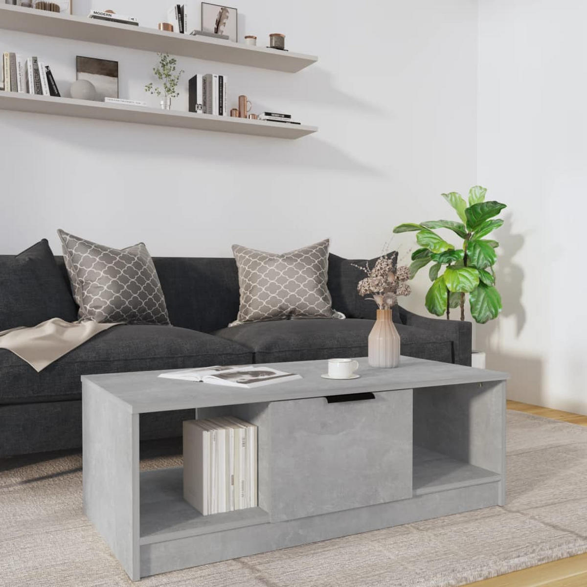COUCHTISCH Betongrau 102x50x36 cm Holzwerkstoff - Grau, Holzwerkstoff (102/50/36cm) - furnicato