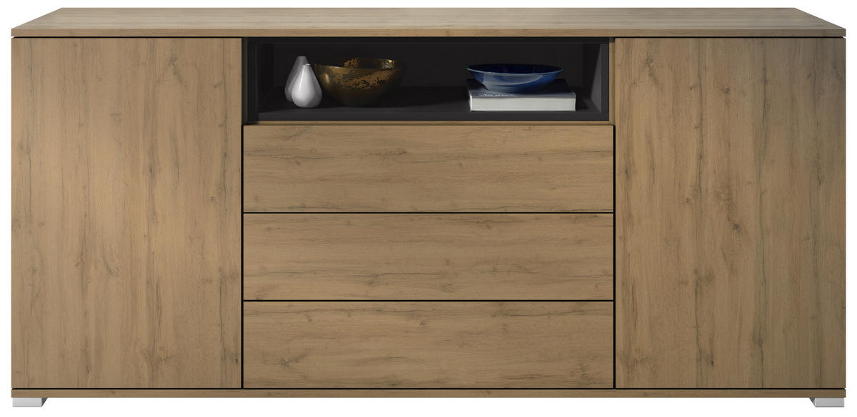 SIDEBOARD Skadu Schwarz matt - Schwarz, Holzwerkstoff (166.5/75.5/35cm) - Vladon