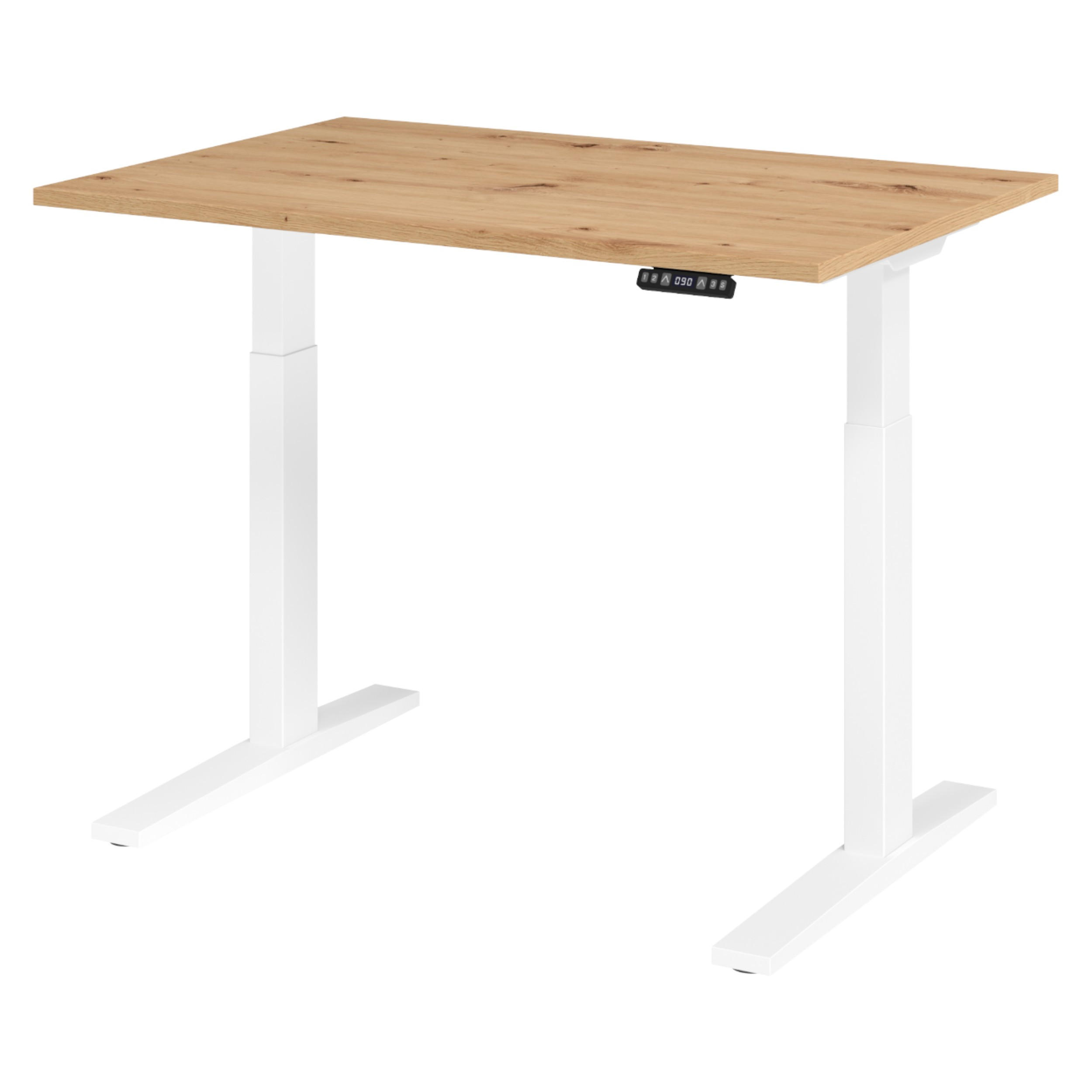 SCHREIBTISCH elektrisch XMKA 80/120/74 cm in Wildeiche/Weiß - Wildeiche/Weiß, Holzwerkstoff (80/120/74cm) - bümö