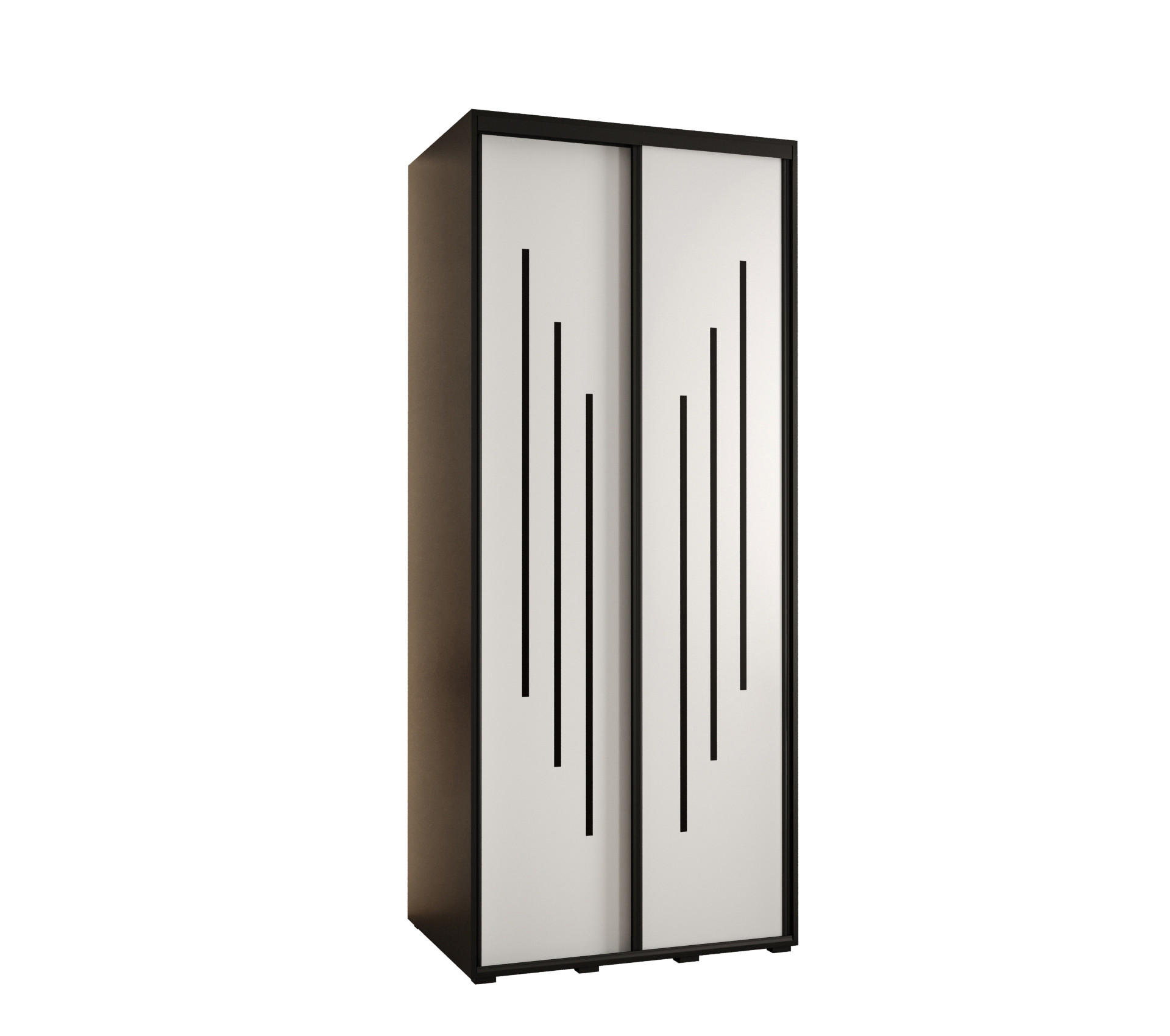 Abiks Möbel Schwebetürenschrank Schwarz, Weiß, Schwarz 100x235x45 cm