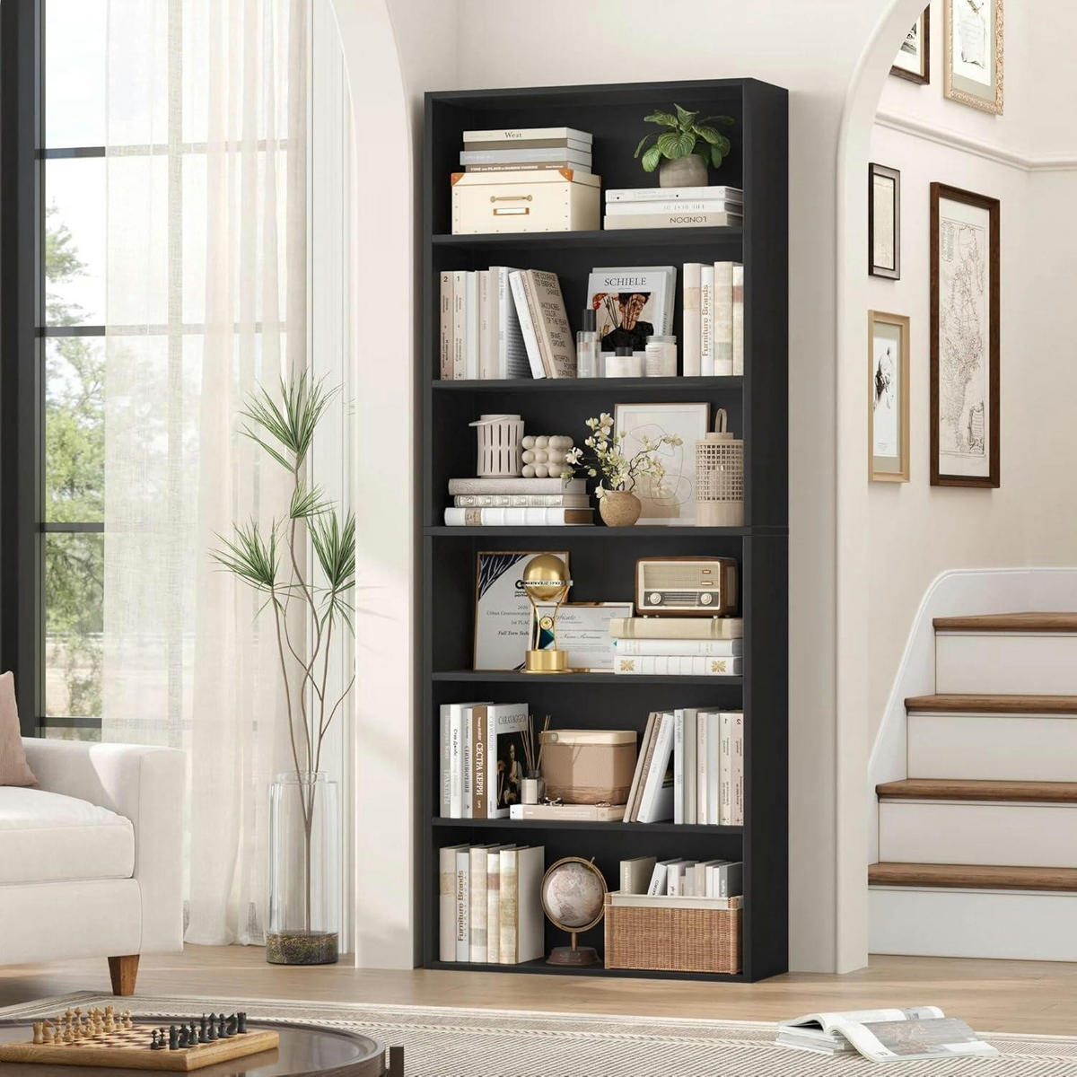 BÜCHERREGAL Schwarz 180 x 60 x 23,5 cm - Schwarz, Holzwerkstoff (60/180/23.5cm)