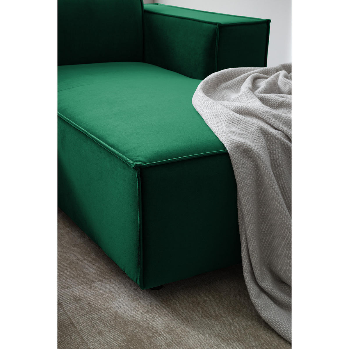 ECKSOFA mit Longchair - Dunkelgrün/Schwarz, Kunststoff/Textil (260/177cm) - home24