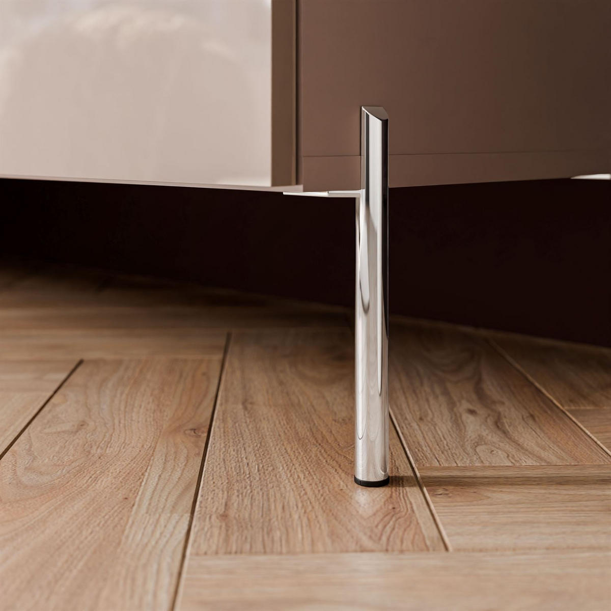 TV-ELEMENT AURA 200 KASCHMIR Hochglanz auf geraden silbernen Beinen - Kaschmir/Silberfarben, Holzwerkstoff (200/50/40cm) - Lookway