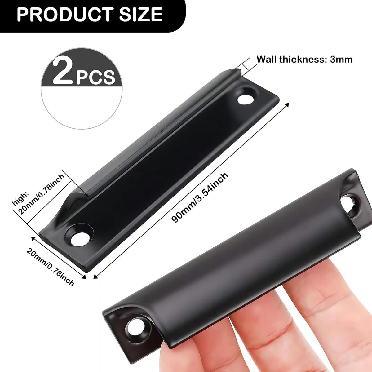 MÖBELGRIFF Schwarz 2er-Set 90 mm - Schwarz, Metall (2/2/9cm)