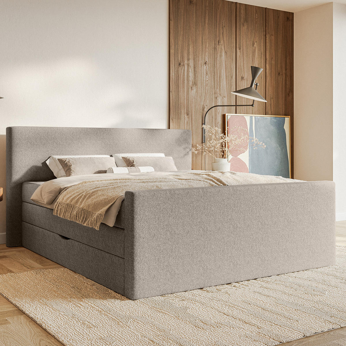 BOXSPRINGBETT VELIPOJA EASY CLEAN 140x200 cm, Taupe - Taupe, Textil (140/200cm) - Fedve