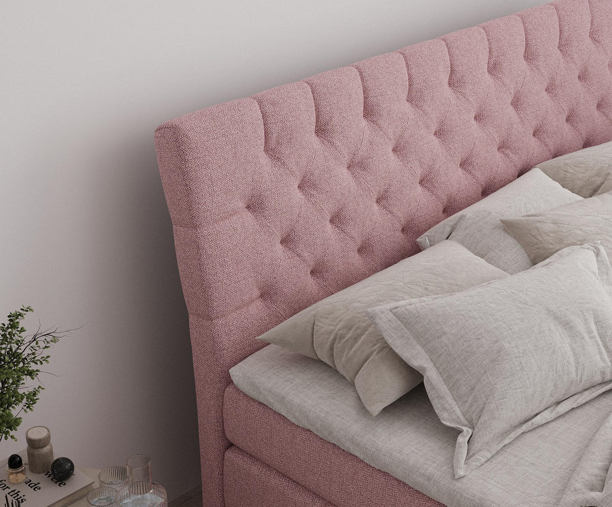 BOXSPRINGBETT Seraphine Rosa 200/200 cm - Schwarz/Rosa, Holz/Holzwerkstoff (200/200cm) - Maison de Reve