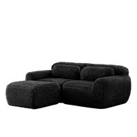 ECKSOFA aus Plüsch in Schwarz mit modularem Design - Schwarz, Textil (179/73/204cm) - Modfu
