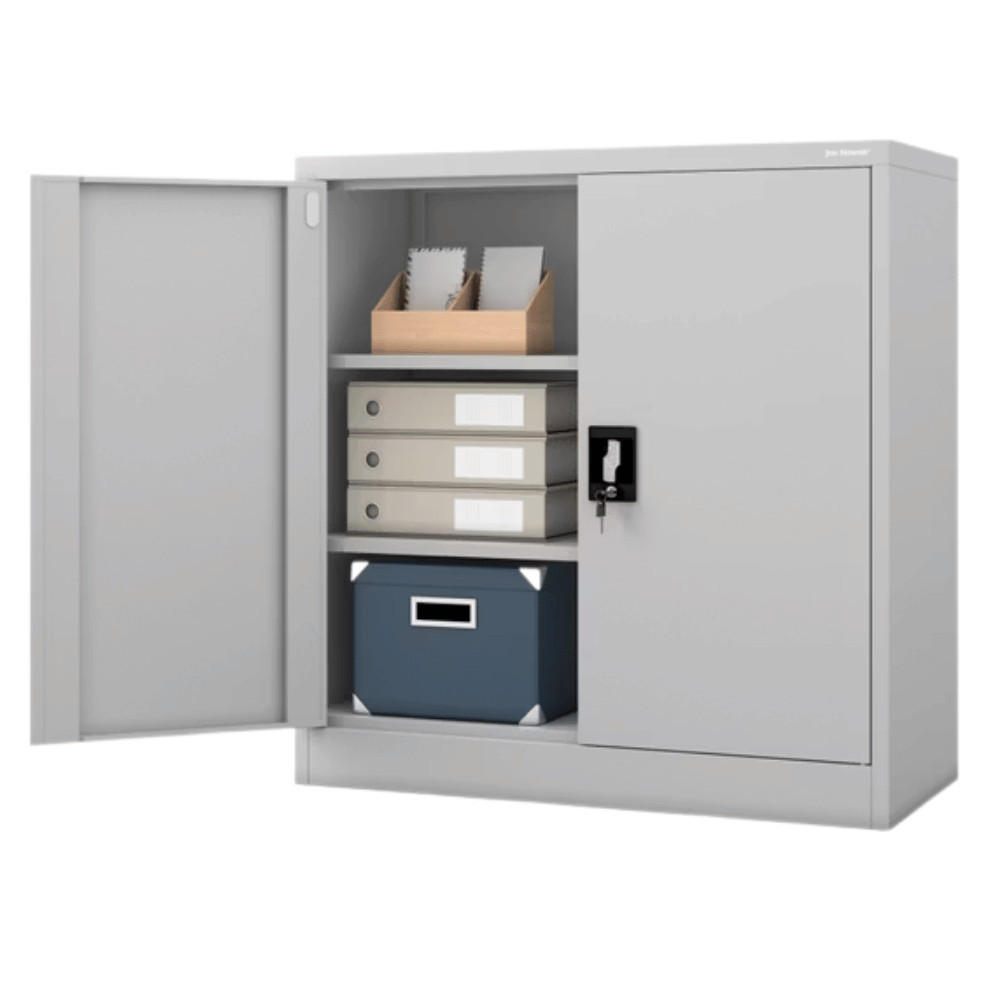 AKTENSCHRANK abschließbar KADO mit Flügeltüren 93x90x40cm Grau - Grau, Metall (90/93/40cm) - DELUKE