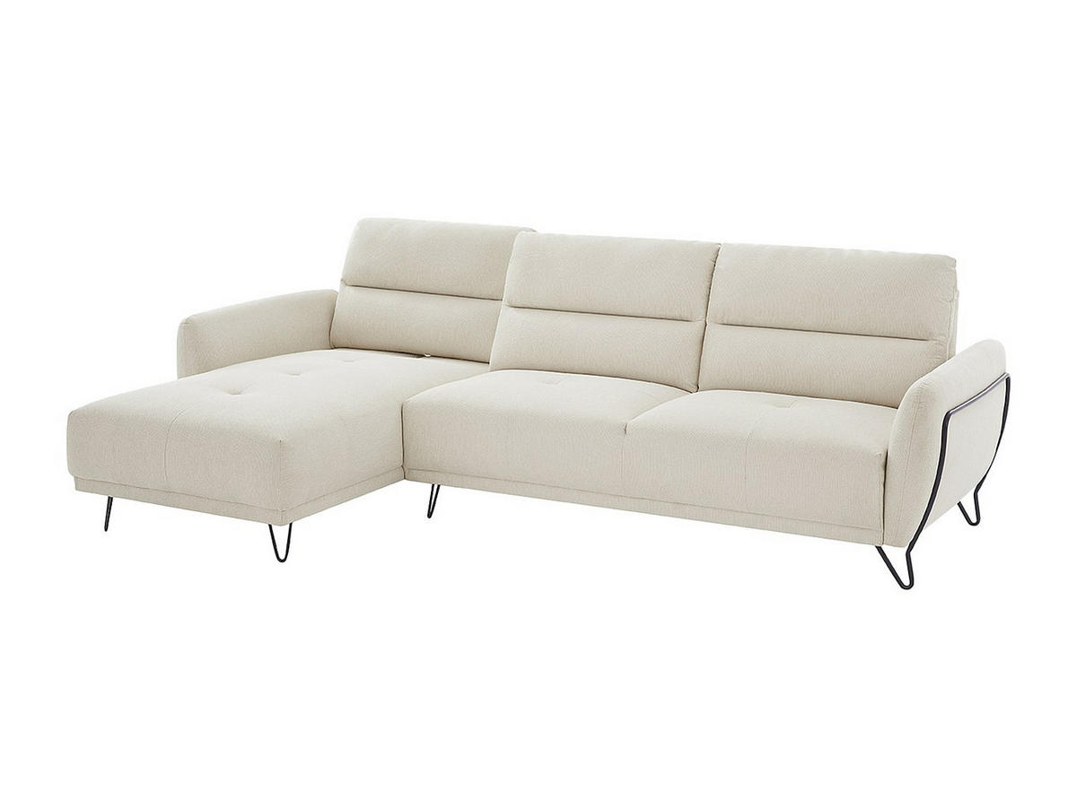 ECKSOFA mit verstellbarer Rückenlehne - Ecke links - Strukturstoff - Beige - DURIMA - Beige, Textil (290/168cm) - Vente-Unique