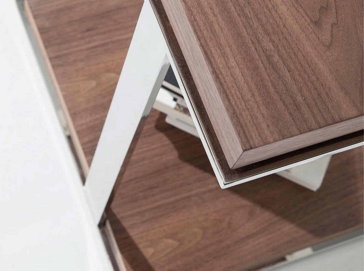 ECKTISCH Quadratischer Ecktisch Nussbaum und verchromter Stahl 45/45/55 cm - Edelstahlfarben/Nussbaumfarben, Holz/Metall (45/45/55cm) - ANGEL CERDA