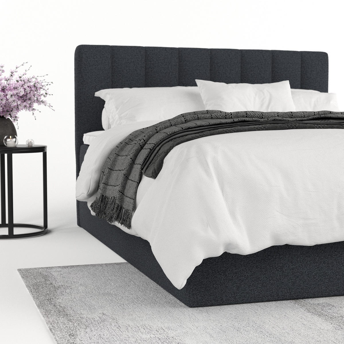 BOXBETT Lusso 180/200 cm Anthrazit im Riva Stoff - Anthrazit/Schwarz, Holz/Holzwerkstoff (180/200cm) - AltaBeds