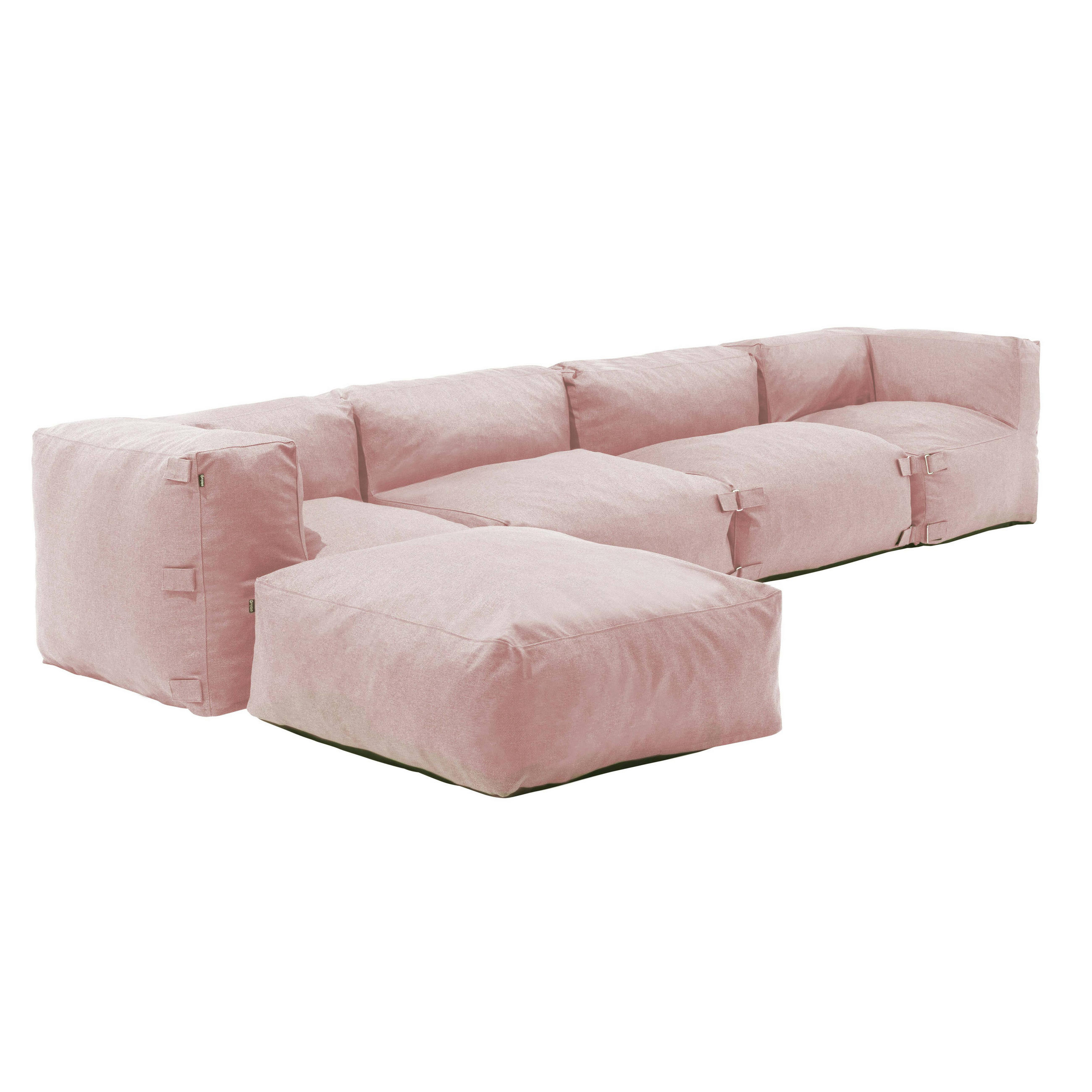 GARTENSOFA mit 5 Sitzplätzen, Puderrosa - Pink, Textil (85/65/340cm) - Oviala