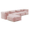 GARTENSOFA mit 5 Sitzplätzen, Puderrosa - Pink, Textil (85/65/340cm) - Oviala
