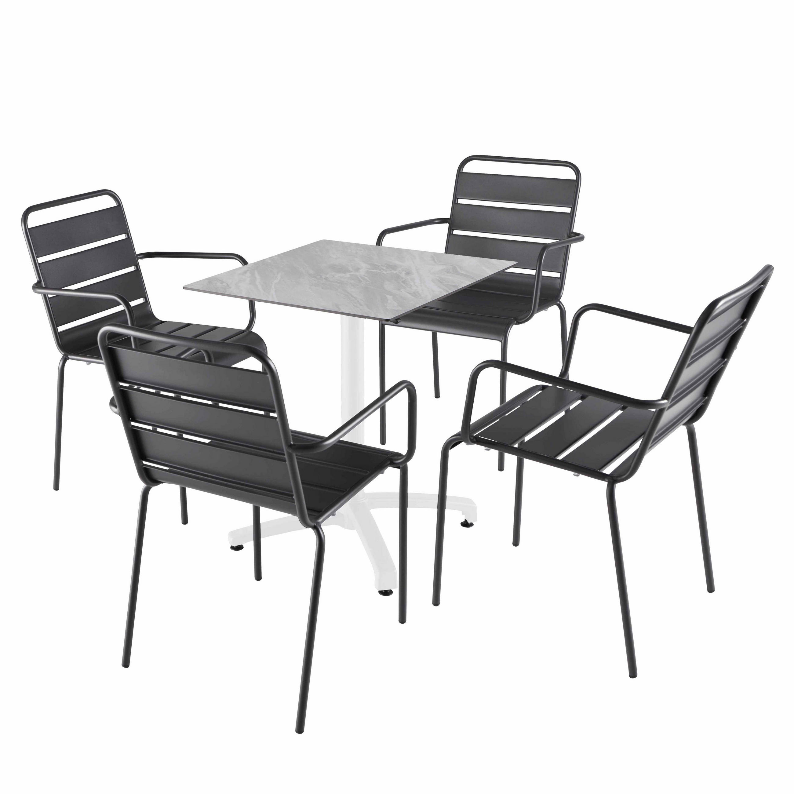 GARTENSET 5-tlg., Marmor und Grau - Grau, Metall - Oviala
