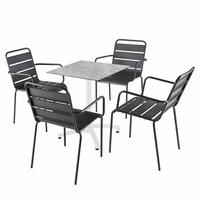 GARTENSET 5-tlg., Marmor und Grau - Grau, Metall - Oviala