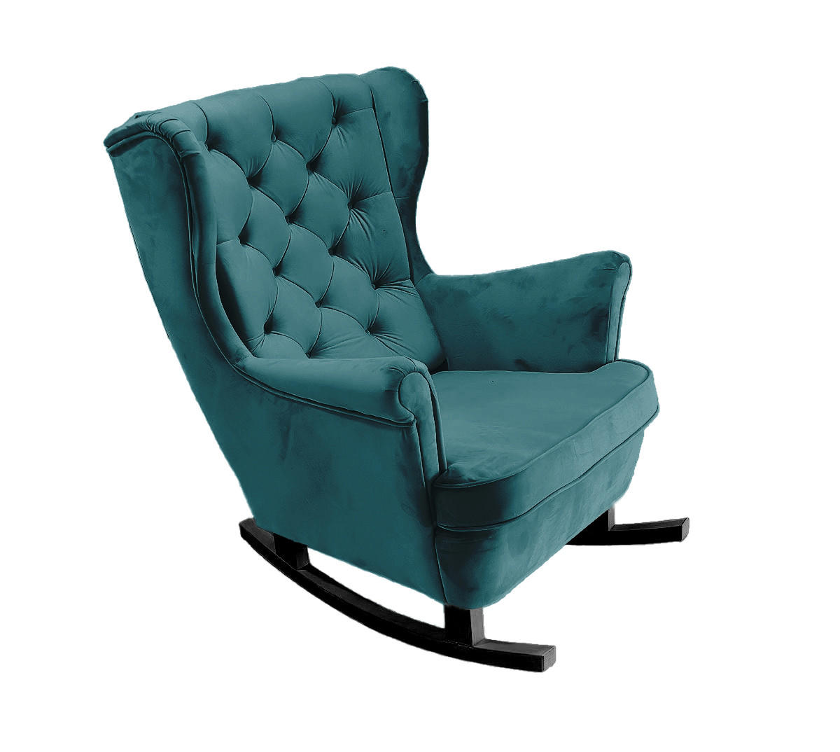 SCHAUKELSESSEL mit gepolstertem Sitz und Armlehnen, 102x81x95 cm, Marine_29860 - Petrol/Schwarz, Holz/Textil (81/102/95cm) - DomoHome