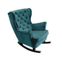 SCHAUKELSESSEL mit gepolstertem Sitz und Armlehnen, 102x81x95 cm, Marine_29860 - Petrol/Schwarz, Holz/Textil (81/102/95cm) - DomoHome