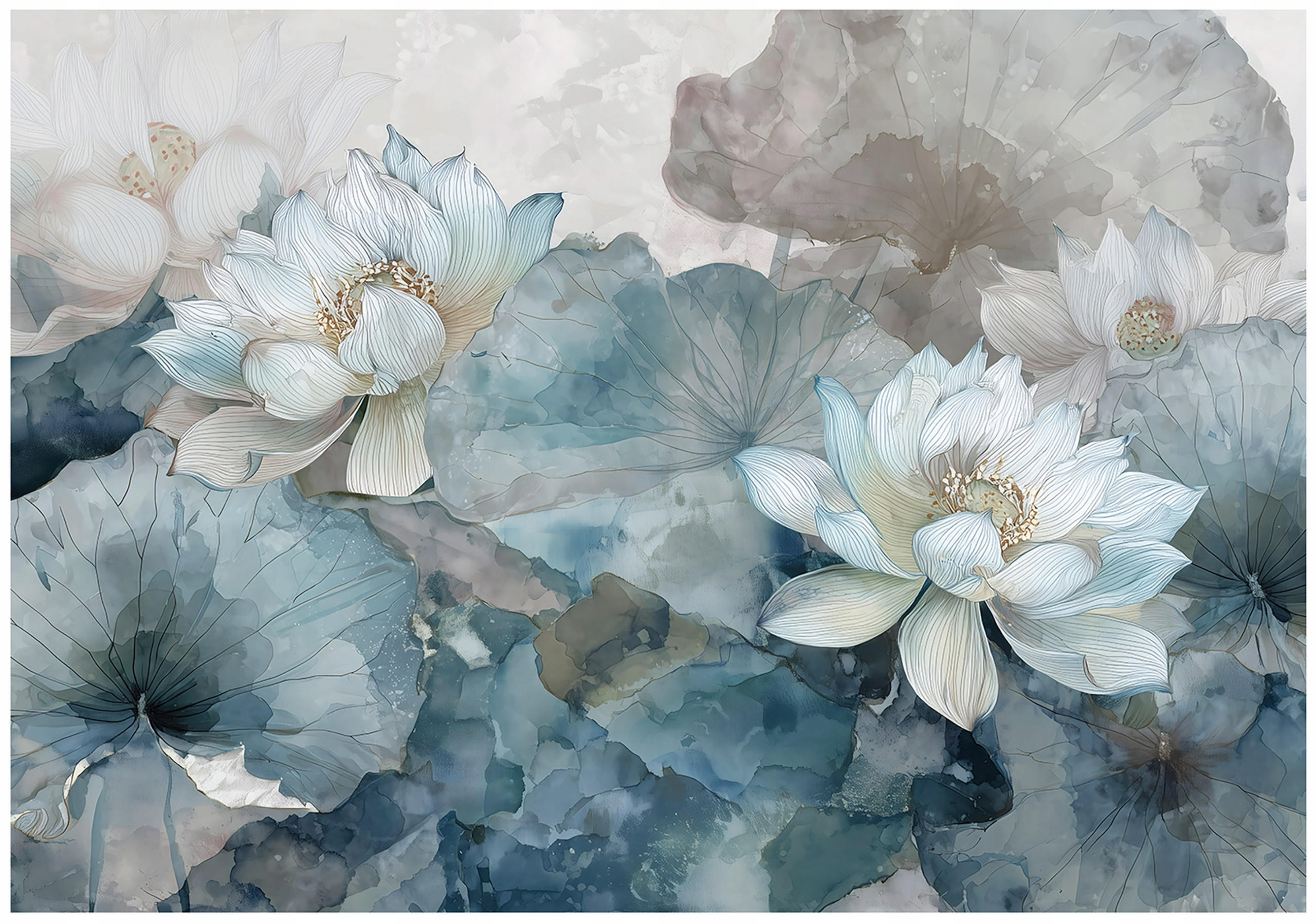 FOTOTAPETE Blumen Beton Blau 200x140 cm - Multicolor, Papier (200/140cm) - Wallarena