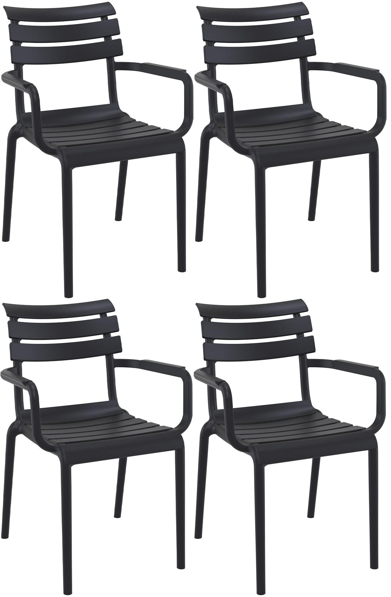 GARTENSTUHL Lars 4er Set 58x59x85cm Kunststoff Schwarz Stapelstuhl - Schwarz, Kunststoff (58/85/59cm) - DELUKE