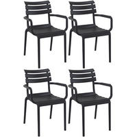 GARTENSTUHL Lars 4er Set 58x59x85cm Kunststoff Schwarz Stapelstuhl - Schwarz, Kunststoff (58/85/59cm) - DELUKE