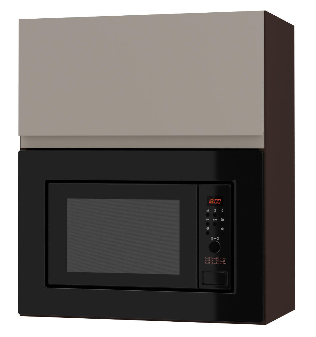 MIKROWELLENUMBAUSCHRANK Avellino W2MK/60 cashmere Acryl matt / Lava 60 / 32,5 / 72cm - Dunkelgrau/Beige, Holz/Holzwerkstoff (60/72/32.5cm) - Feldmann-Wohnen