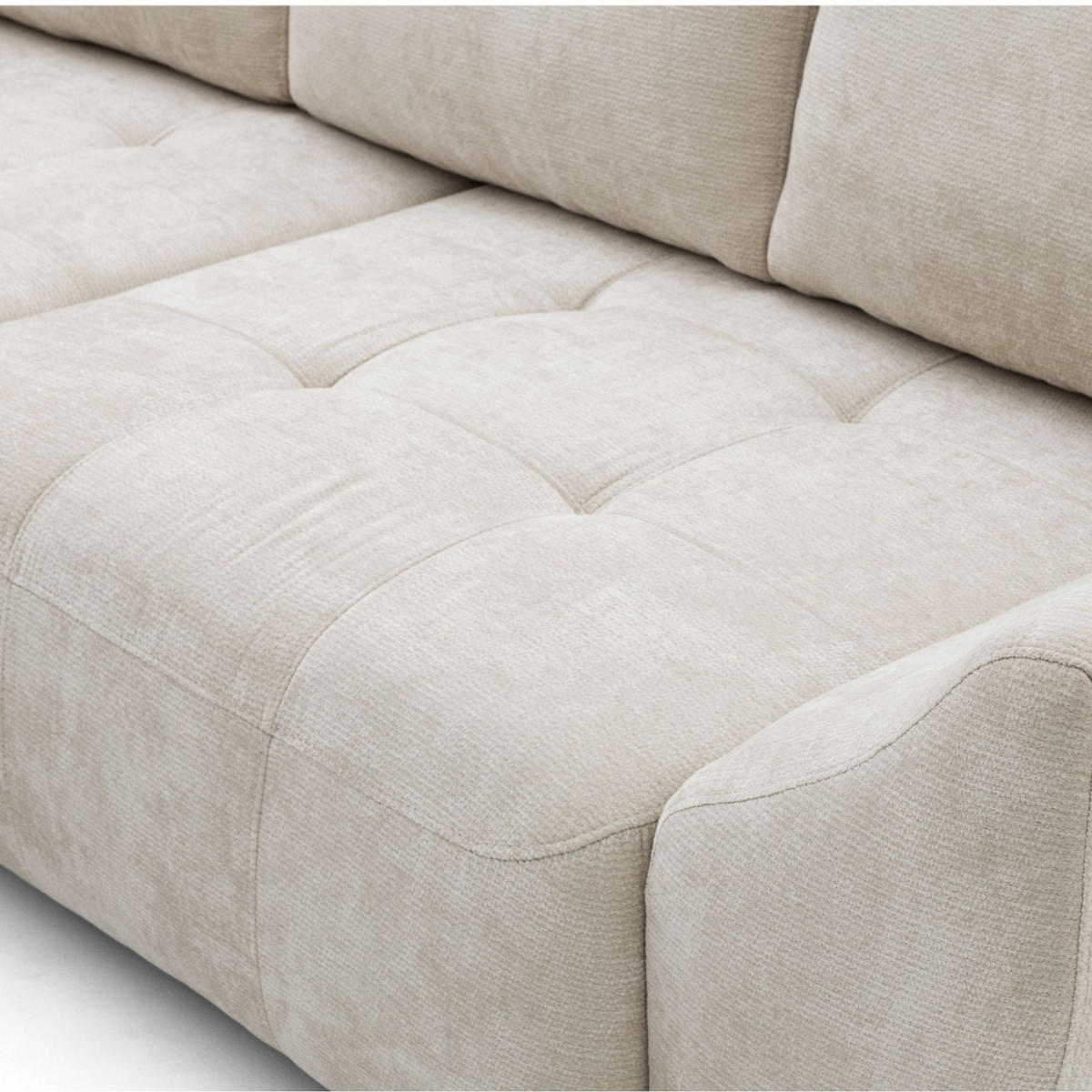 ECKSOFA NICE L Links mit Schlaffunktion 137x204 Chenille Beige - Beige/Schwarz, Holz/Textil (260/165cm) - Muffo