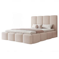 POLSTERBETT LANDARE 200x200 cm Kühles Beige Samt (Stoff Jasmine) - mit Bettkasten und Lattenrost - Beige, Holzwerkstoff/Textil (200/200cm) - Ravio
