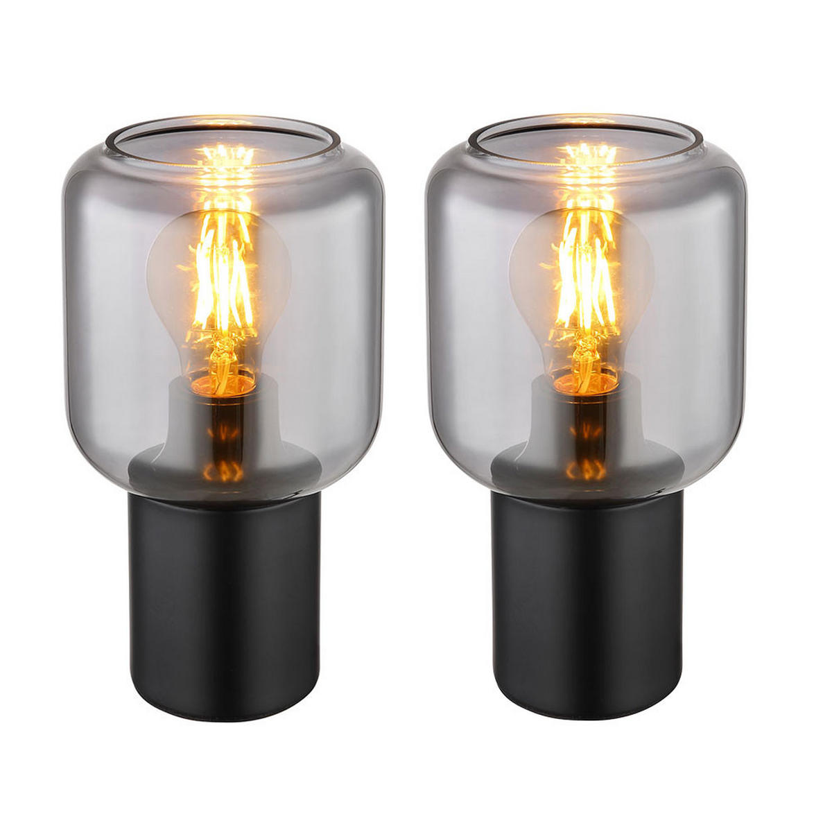 LED TISCHLEUCHTE Metall Grau 2er Set - Grau, Glas (13/13/24cm) - Globo Lighting