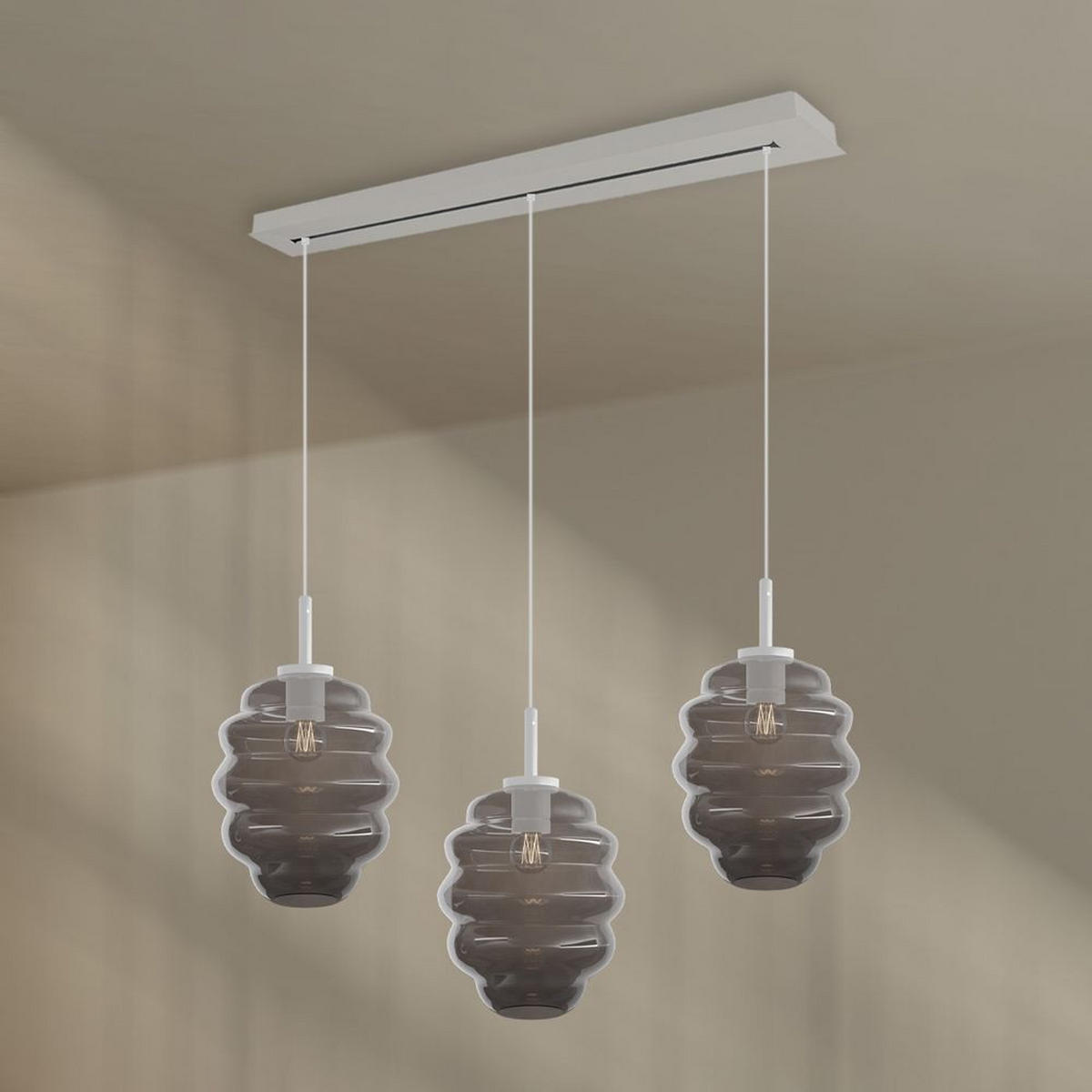 HÄNGELEUCHTE Echos 3-flammig Rauch Ø 25cm - Anthrazit/Weiß, Glas (25/25/28cm) - s.luce