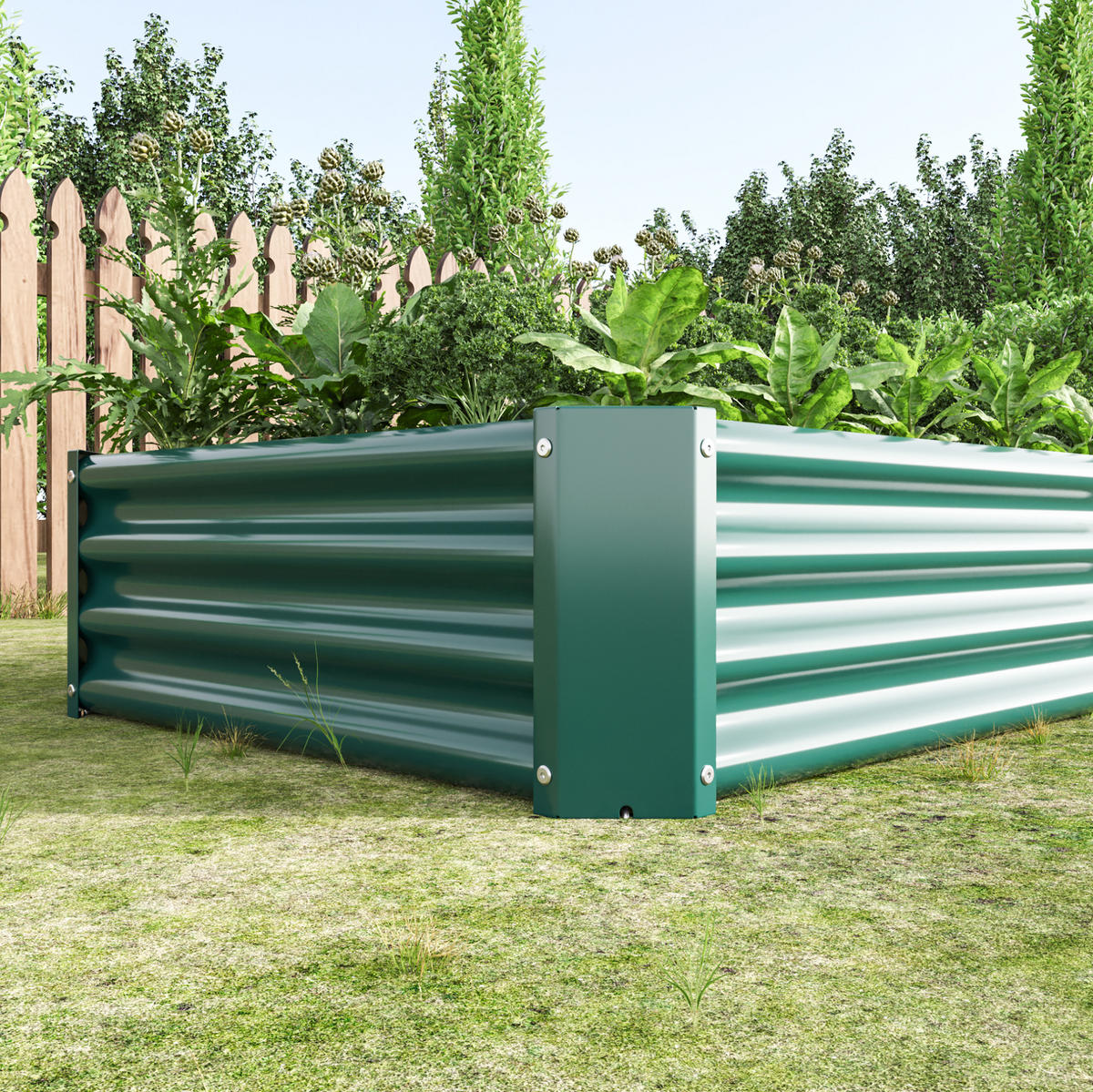 BLUMENKASTEN aus Metall 180 x 90 x 30 cm in Grün - Grün, Metall (90/30/180cm) - Modfu