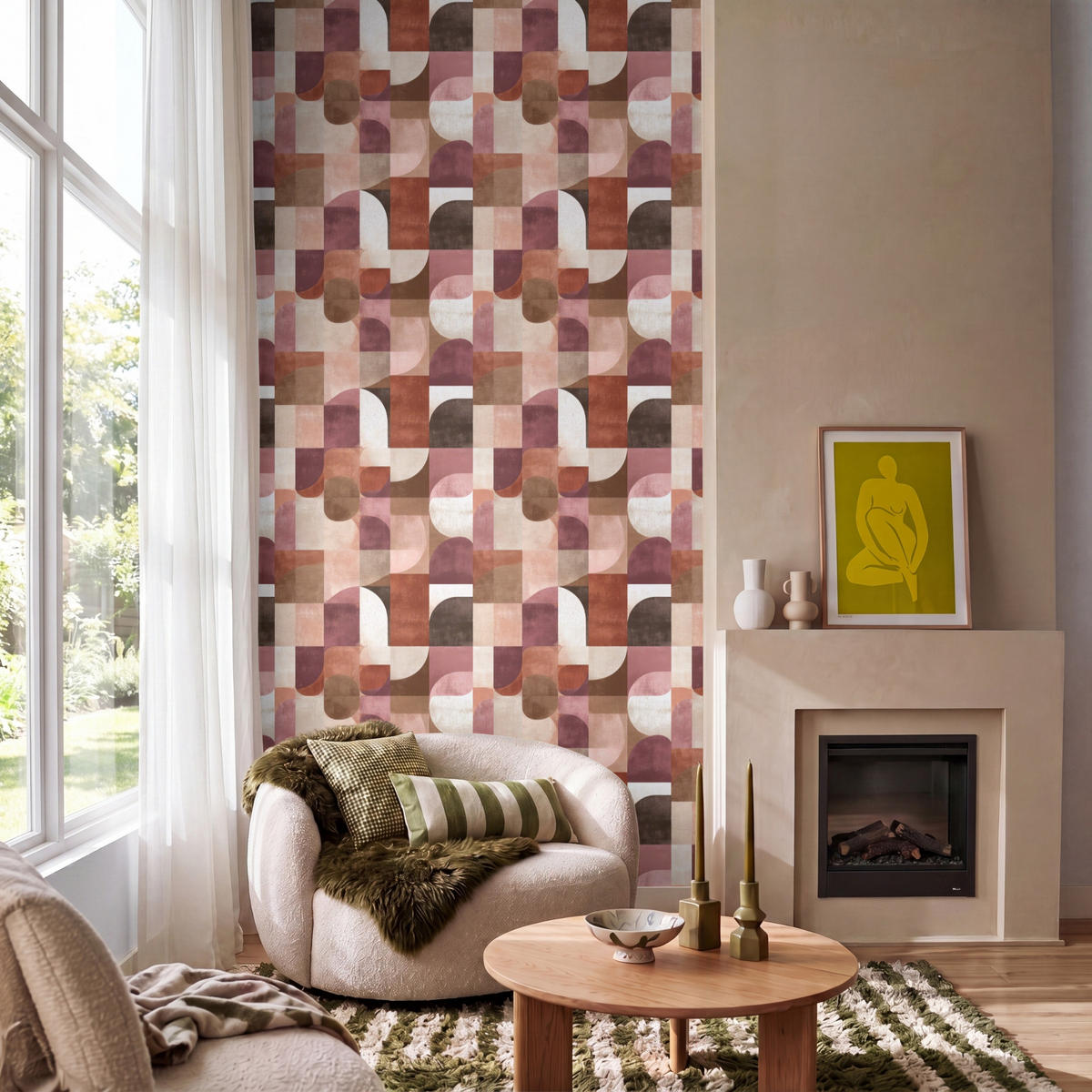 TAPETE - Geometrie - Modern - Retro - 140x300 cm - Multicolor, Papier (140/300cm) - OnlyWow