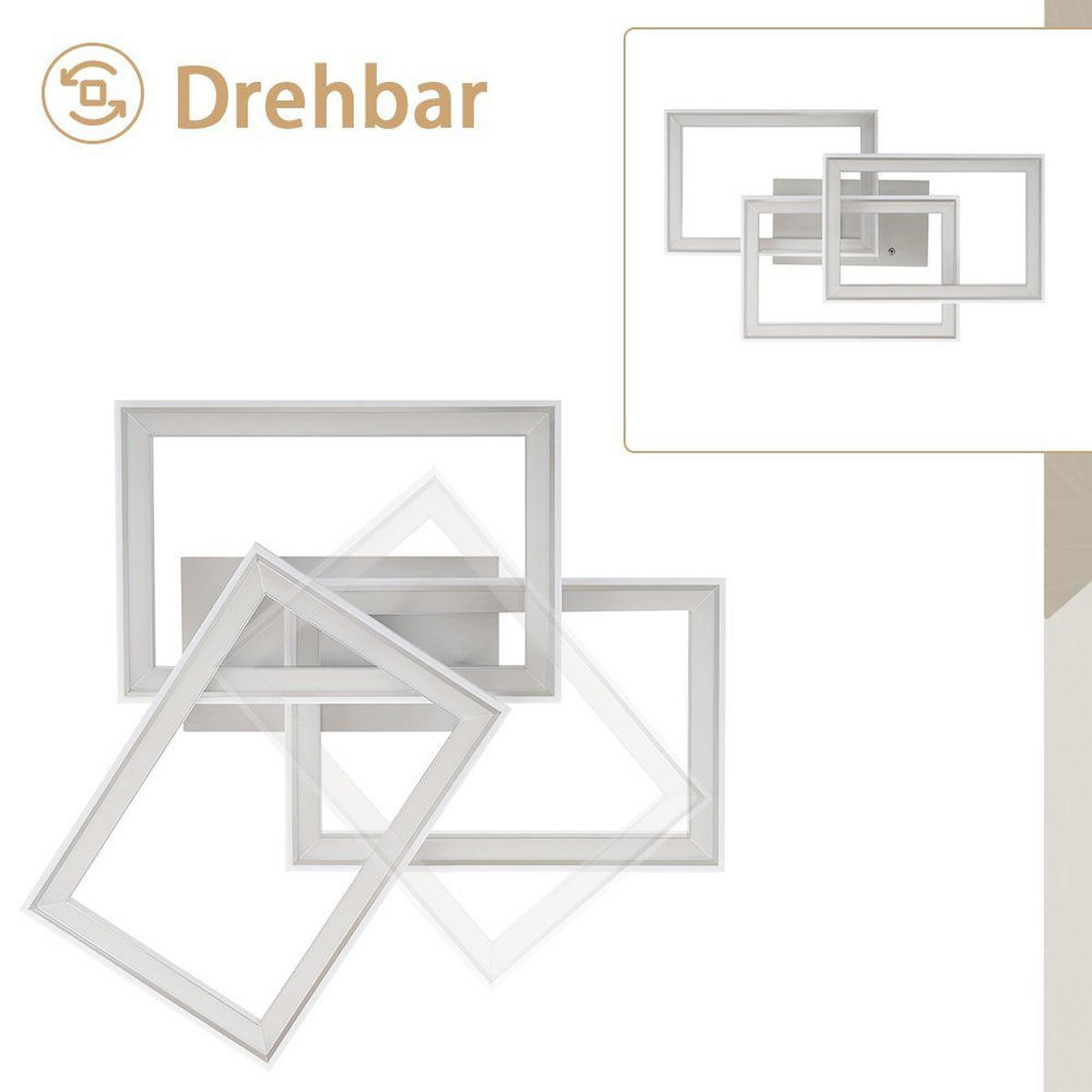 LED-DECKENLEUCHTE Grimmenwacht 33.5/9.0/54.0 cm - Silberfarben, Metall (54/33.5/9cm) - ZMH