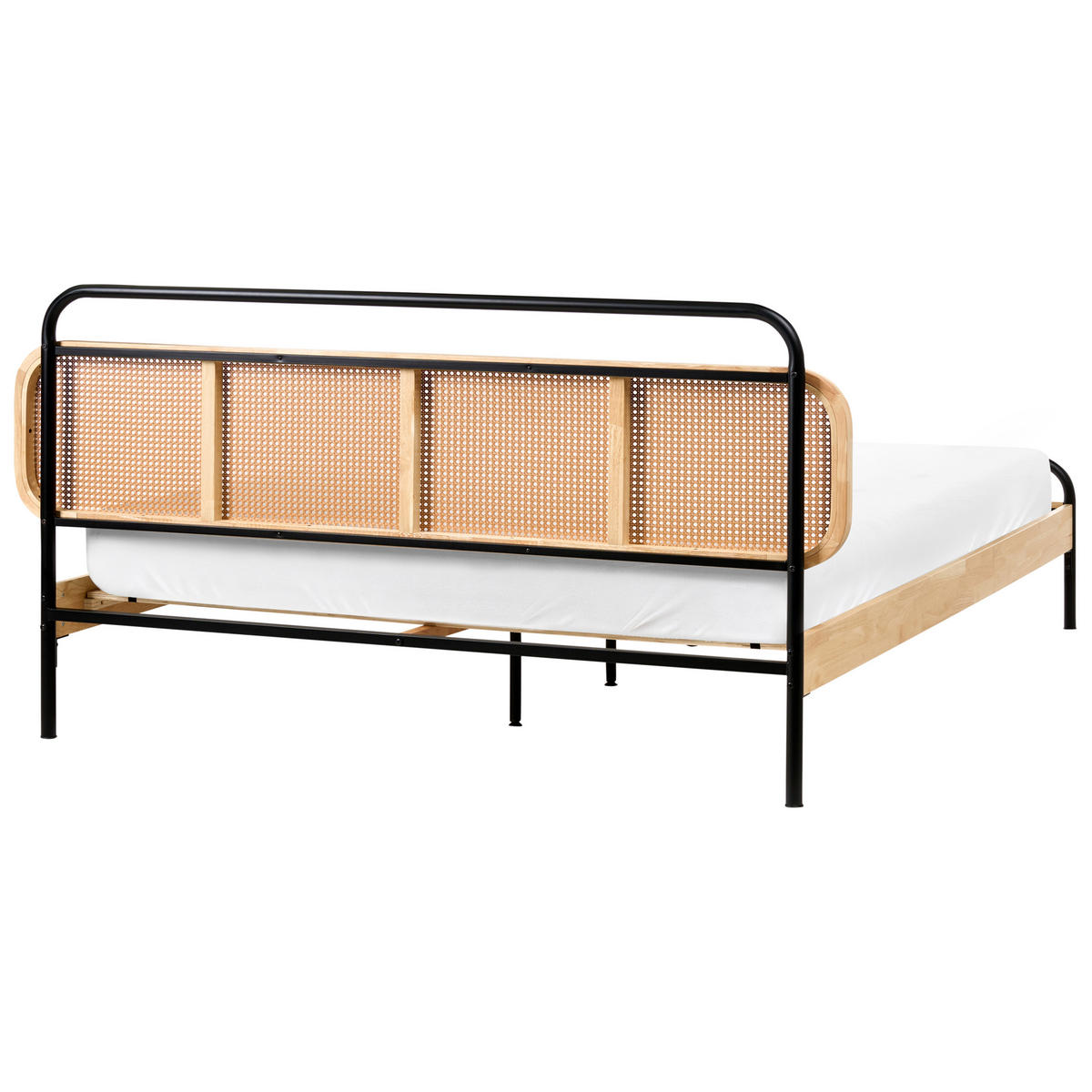BETT mit Lattenrost 180/200 cm Hellbraun Boussicourt - Hellbraun/Schwarz, Holz (180/200cm) - Beliani