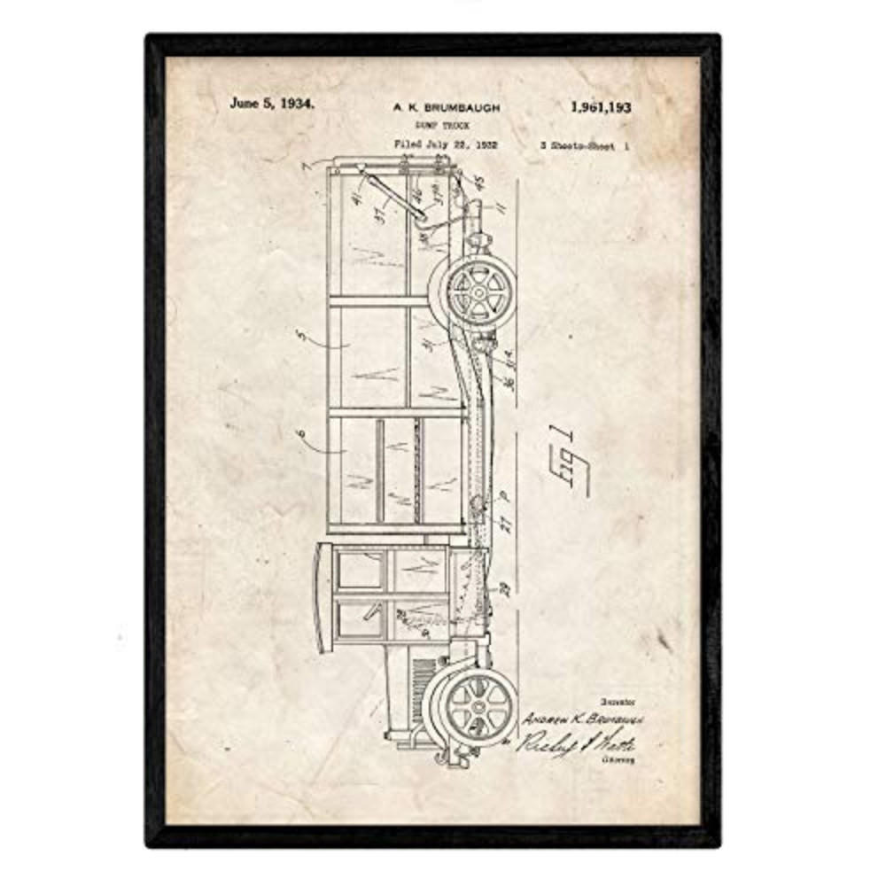 POSTER Müllwagen Patent A3 Rahmenlos - Klar, Papier (29.7/5/42cm) - Nacnic