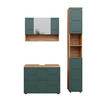 BADMÖBEL-SET Irma Grün 3 Teile, mit Spiegelschrank 80 cm - Eiche Wotan/Grün, Holzwerkstoff (80/58.6/41cm) - Vicco