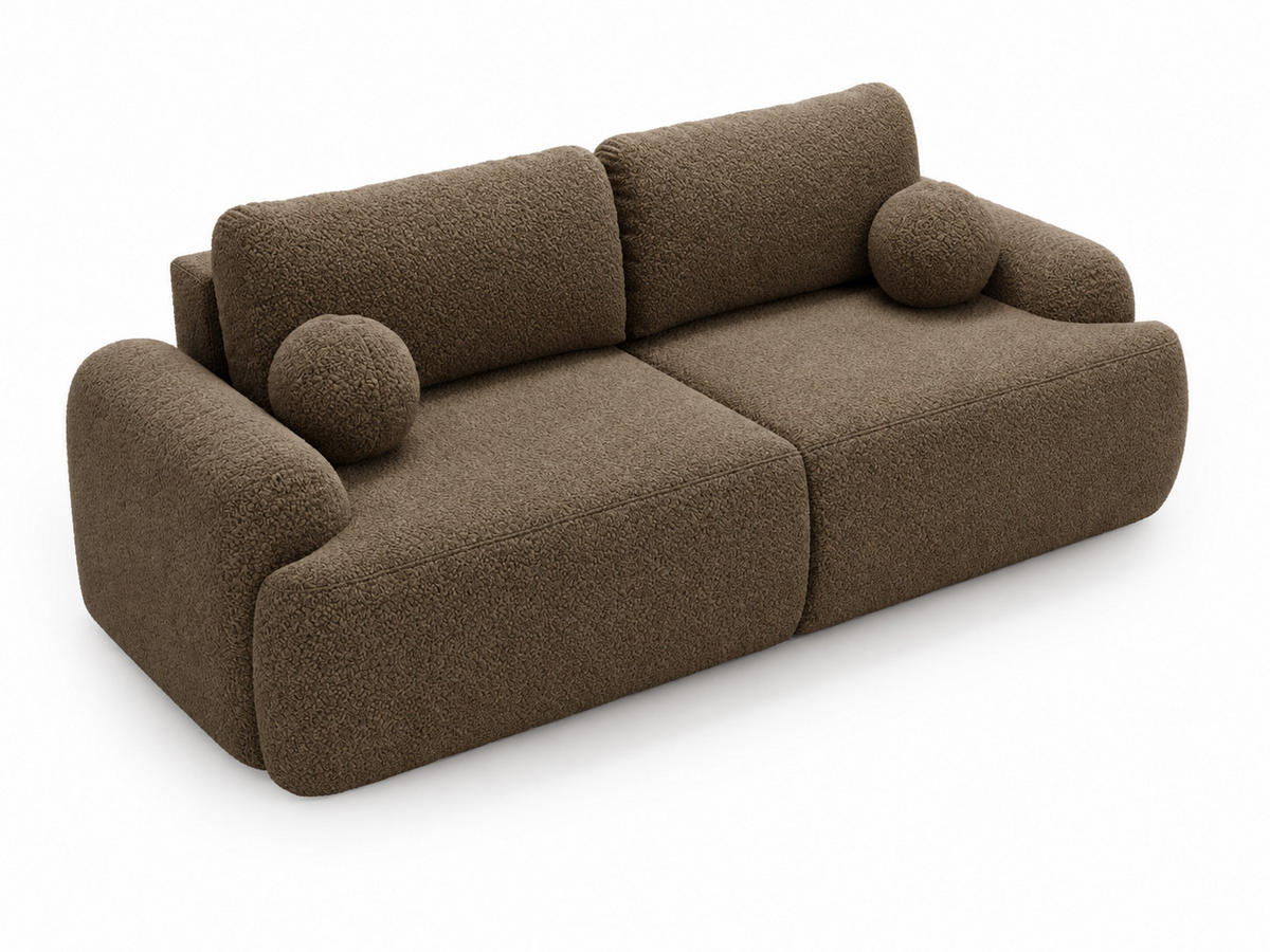 SOFA 260/106/81 Aurio Bouclé-Stoff Braun - Braun, Kunststoff/Textil (260/81/106cm) - Graingold