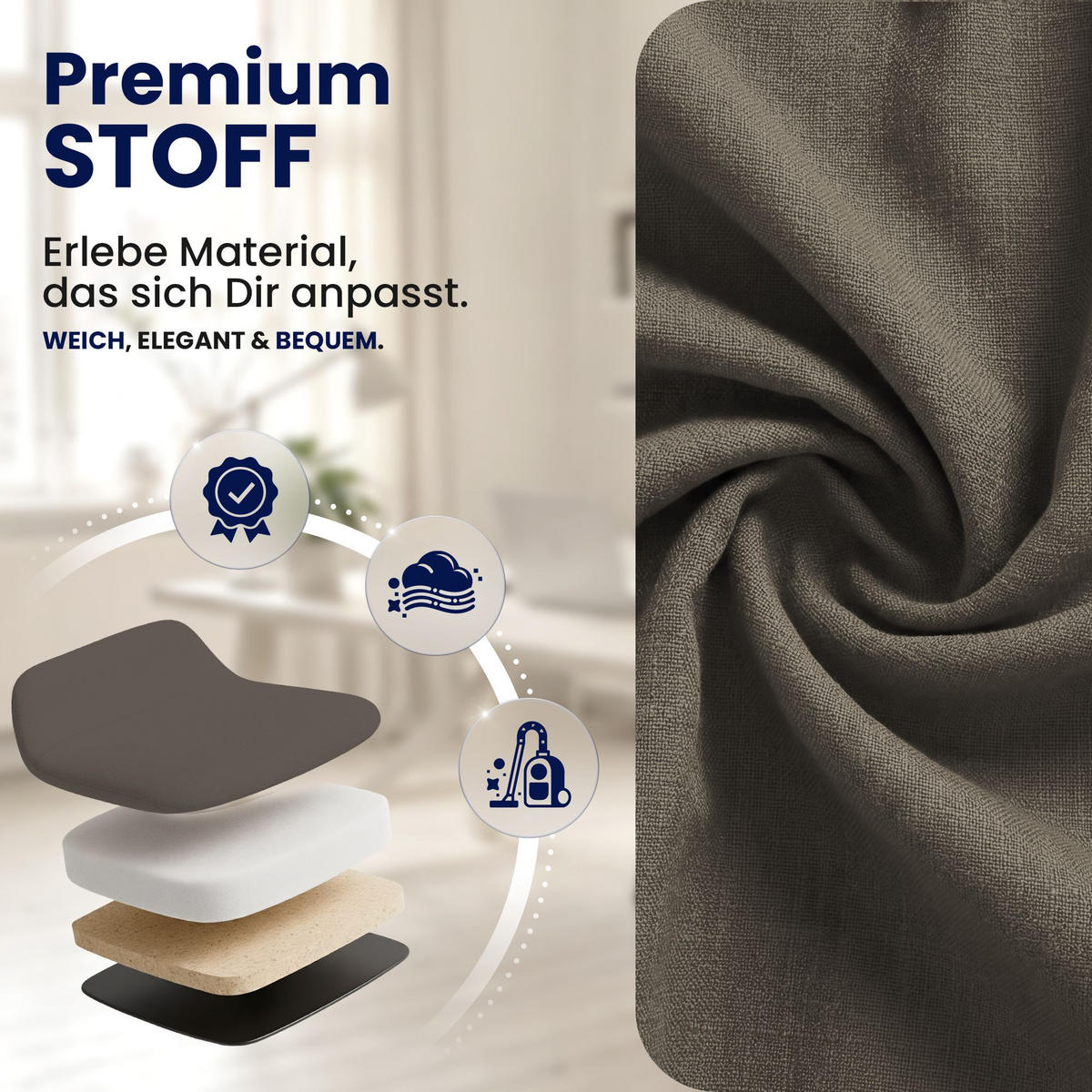 CHEFSESSEL Stoff Taupe - Taupe/Chromfarben, Textil/Metall (69.5/113/78cm) - CLP