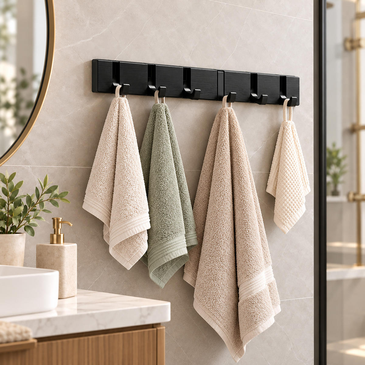 VĚŠÁK Bílý 2er-Set bambus - bílá, kov/dřevo (60/5.5/1.5cm) - Relaxdays
