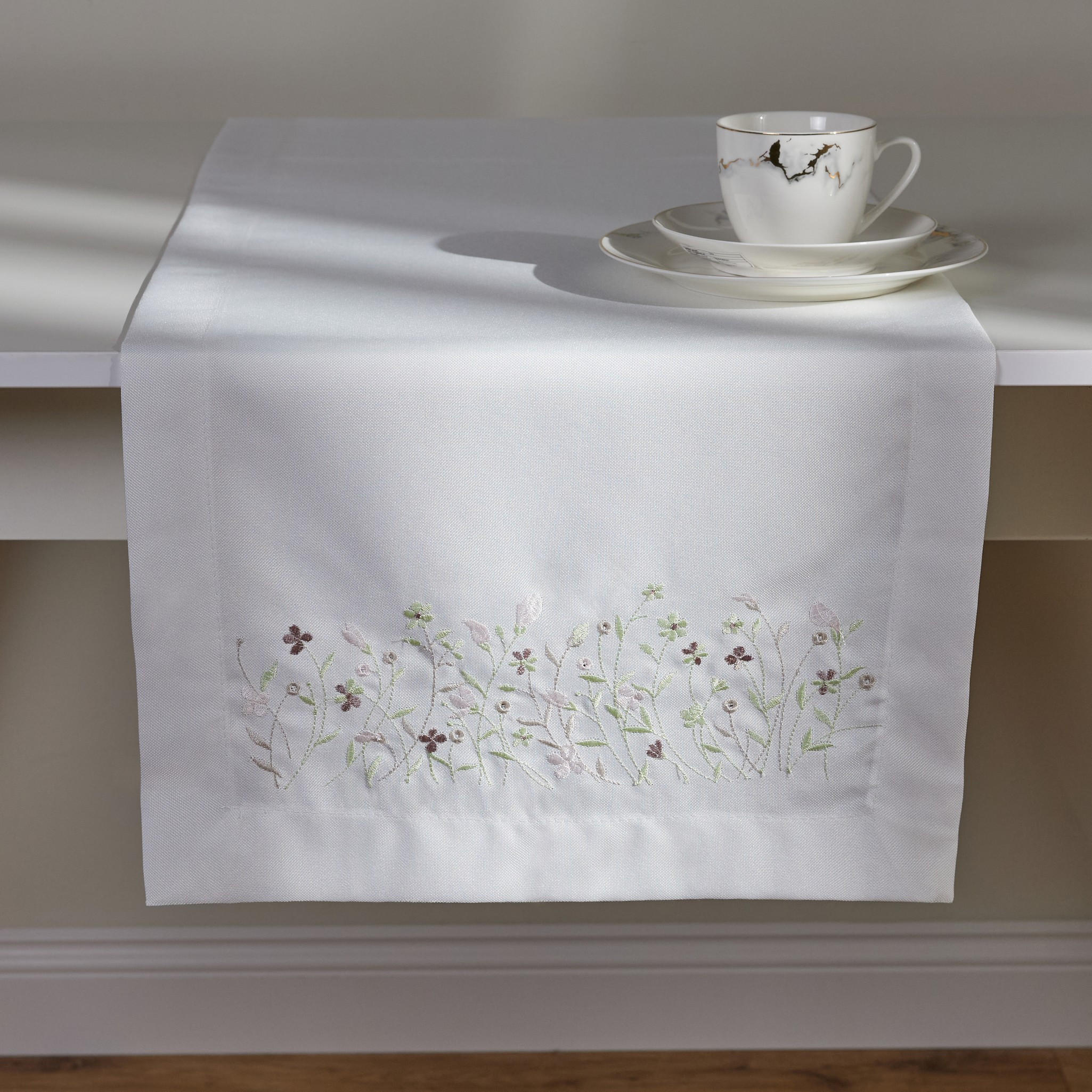 TISCHLÄUFER Pineli - Weiß, Textil (180/40/1cm) - home&you